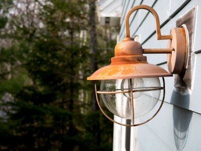 Rusting lamp in afternoon light
