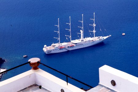 Boat view from balcony photo