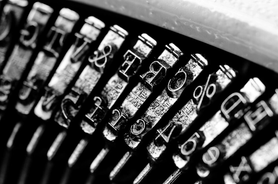 Types typewriter black white
