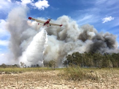 Single-Engine Air Tanker Dropping Water