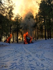 Pile burning near Ponderosa Trails Subdivision