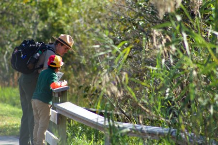 Ranger Nora with Student on Anhinga Trail