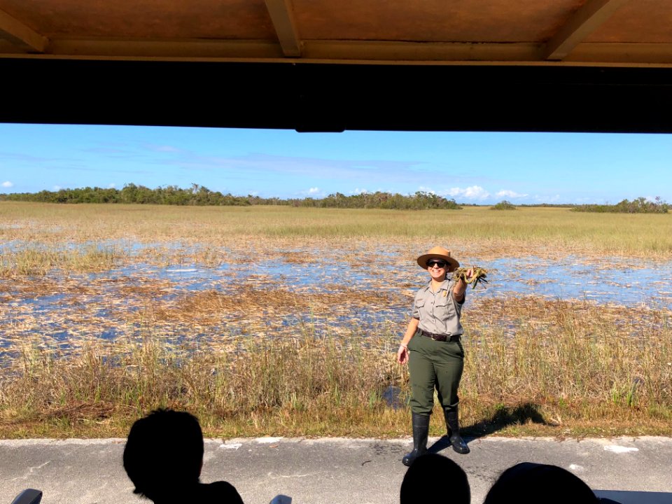 Ranger Denise holding Periphyton at Shark Valley