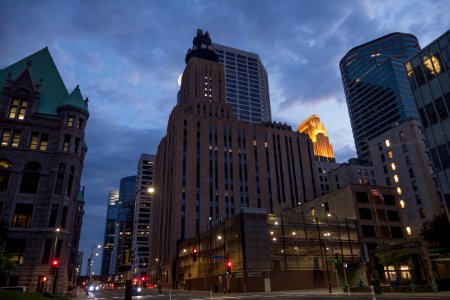 Beautiful historic buildings in downtown Minneapolis photo