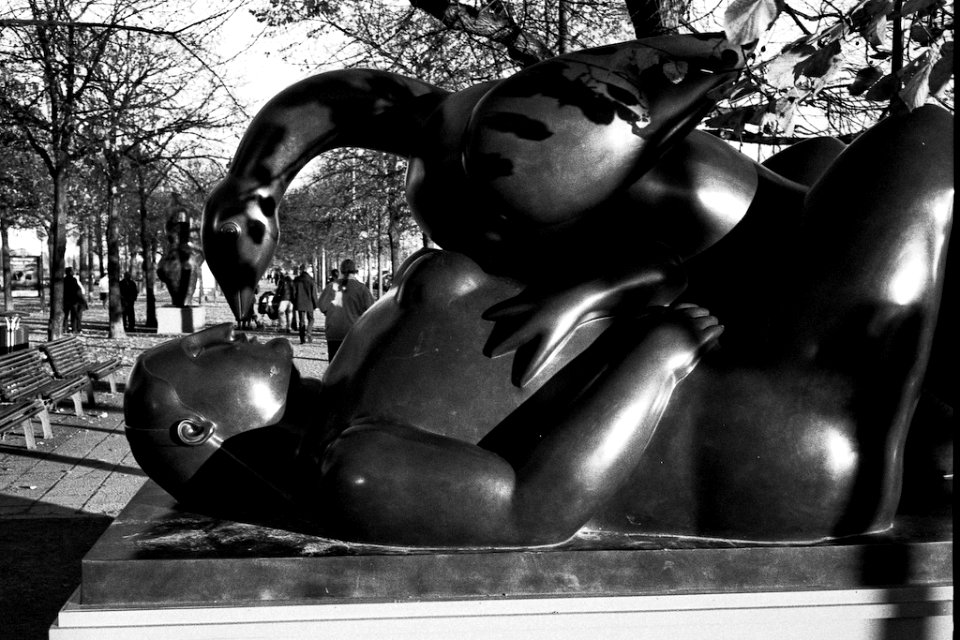 Big lady and bird