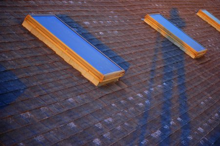 Wooden tiles in sunset