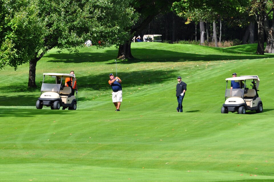 Golfing fairway swing
