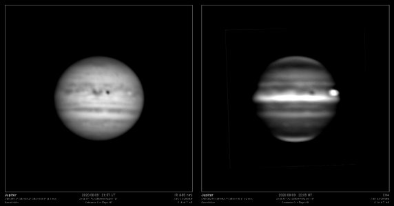 Jupiter 09.08.2020, 21:57 UT (IR), 22:09 UT (CH4)