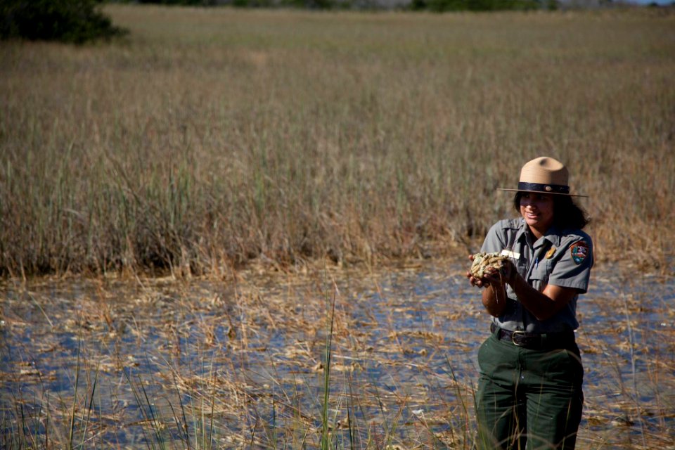 Ranger Lupe holding Periphyton