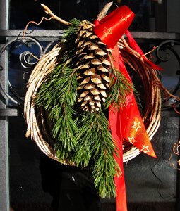 Wreath red bow türdekoration photo