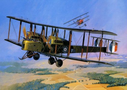 PLANE MPW1 VICKERS VIMY AGAINST FOKKER - ART BY YAROSLAV WROBEL