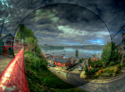 Bahía de Castro y calle "Eleuterio Ramirez". Castro - Chiloé - Chile.