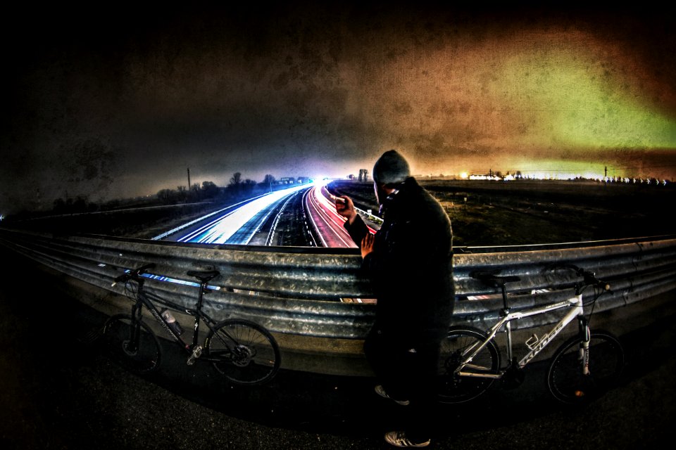 Night ride on fisheye