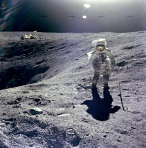 Released to Public: Apollo 16 on the Moon, April 16, 1972 (NASA) photo