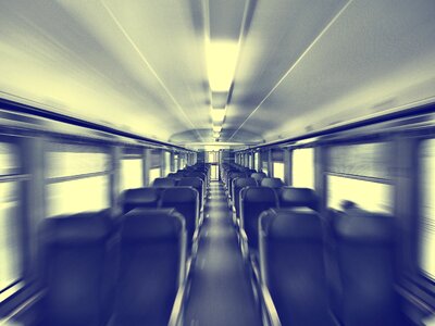 Empty isle blue train