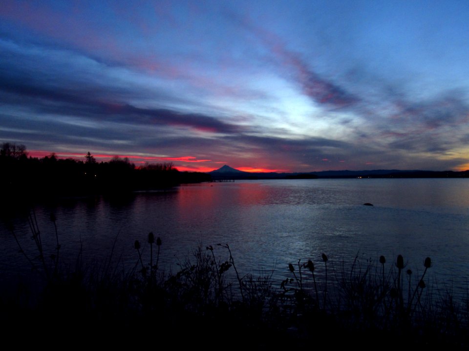 Sunrise at Columbia River and Mt. Hood