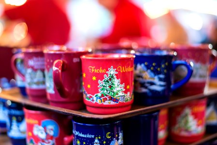 Cups for Glühwein on the Christmas Market in Esslingen photo