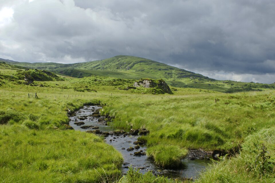 Hill cloudy sky lande