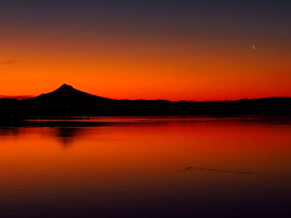 Sunrise at Columbia River and Mt. Hood