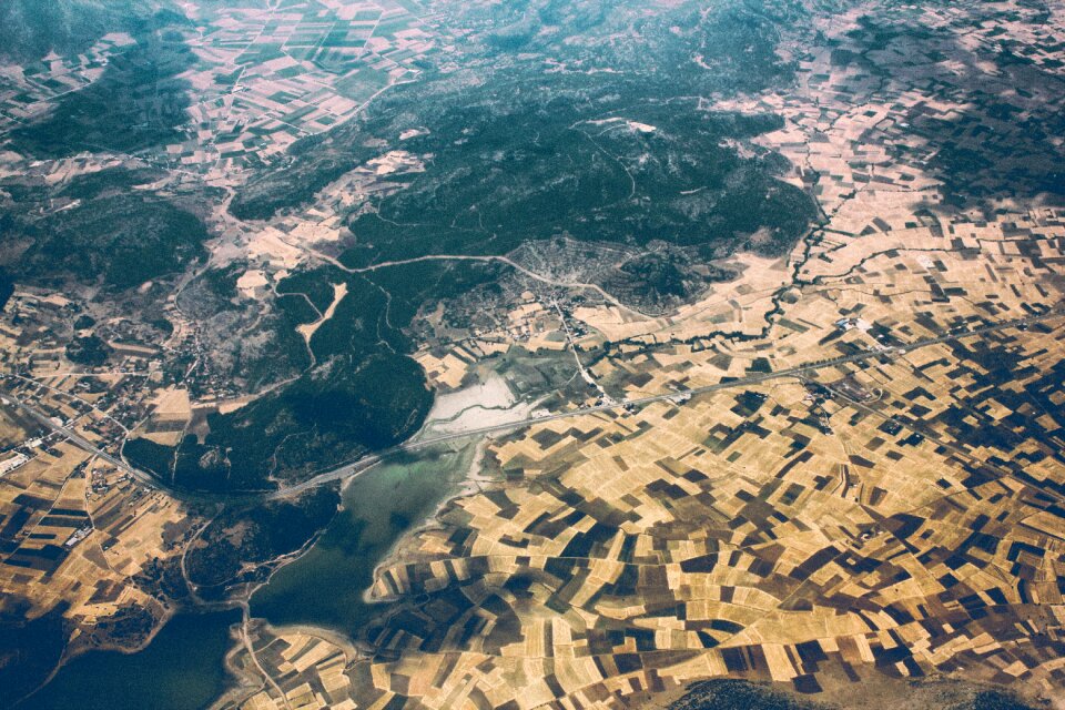 Top view city plane