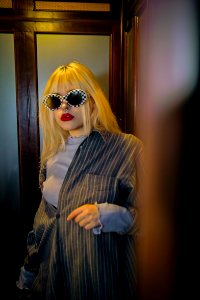 Urban Girl in vintage elevator