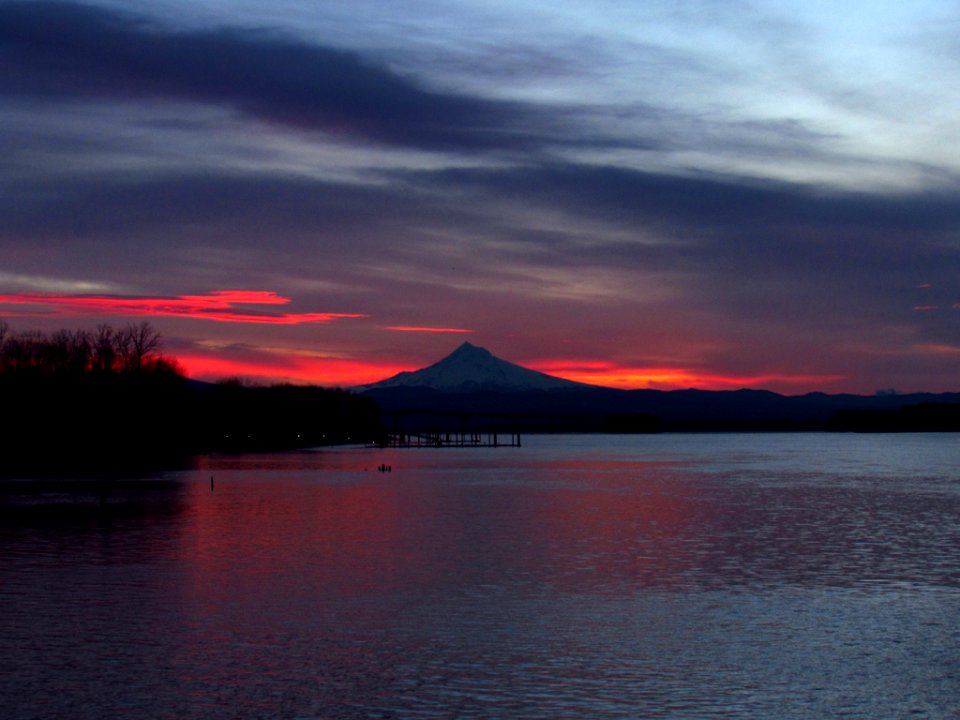 Sunrise at Columbia River and Mt. Hood