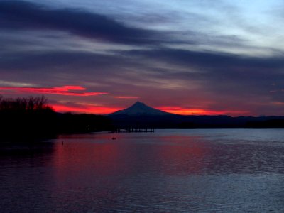 Sunrise at Columbia River and Mt. Hood