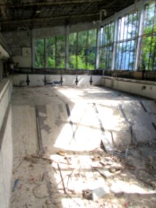 Swimming pool from the deep end Pripyat Chernobyl exclusion zone Ukraine