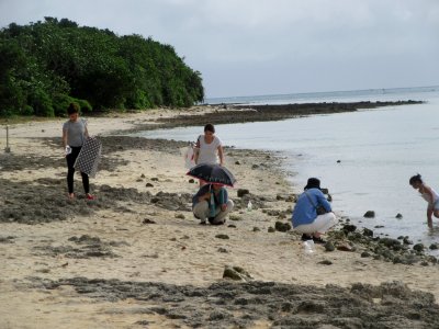 Star Sand Seekers Kaiji Beach Taketomi Island Yaeyama Islands Okinawa Japan