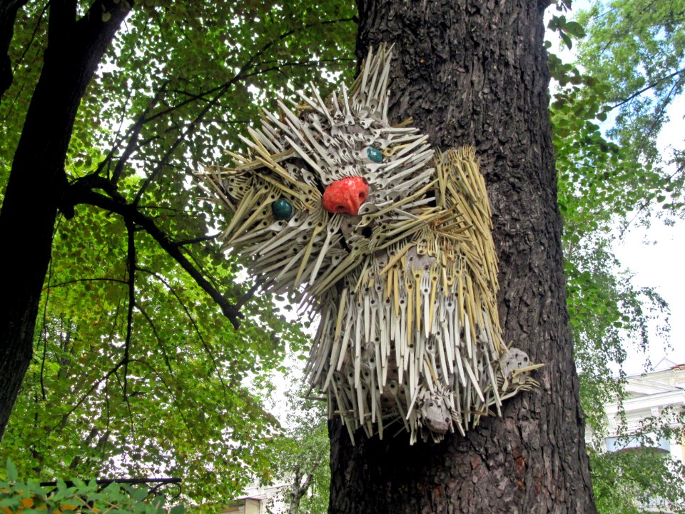 Cat Made out of Plastic Forks Kiev Ukraine