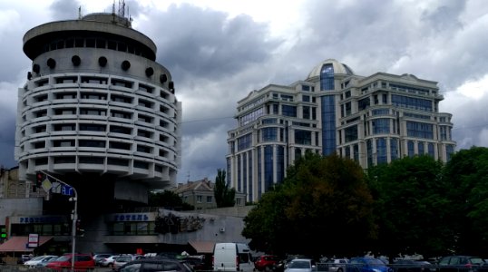 Soviet and newer buildings Kiev Ukraine photo