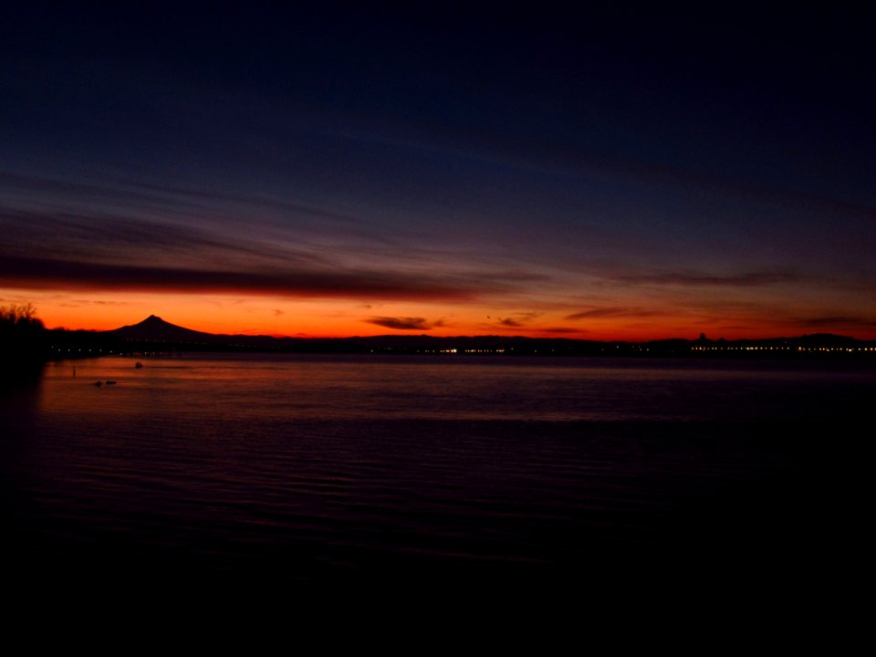 Sunrise at Columbia River and Mt. Hood