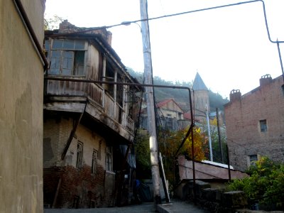 Leaning Building Old Town Tbilisi Georgia photo