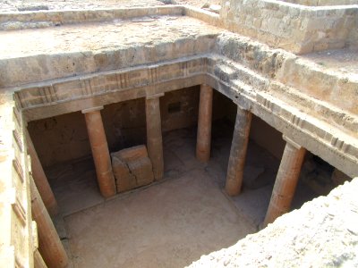 Looking down on the atrium of Tomb 3 in the Tombs of the Kings Pafos Cyprus 3rd century BC to 3rd Century AD