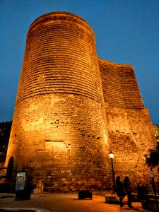 maiden tower at night Baku Azerbaijan
