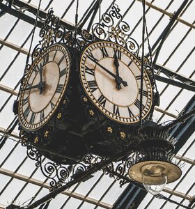 Rail station old gray clock
