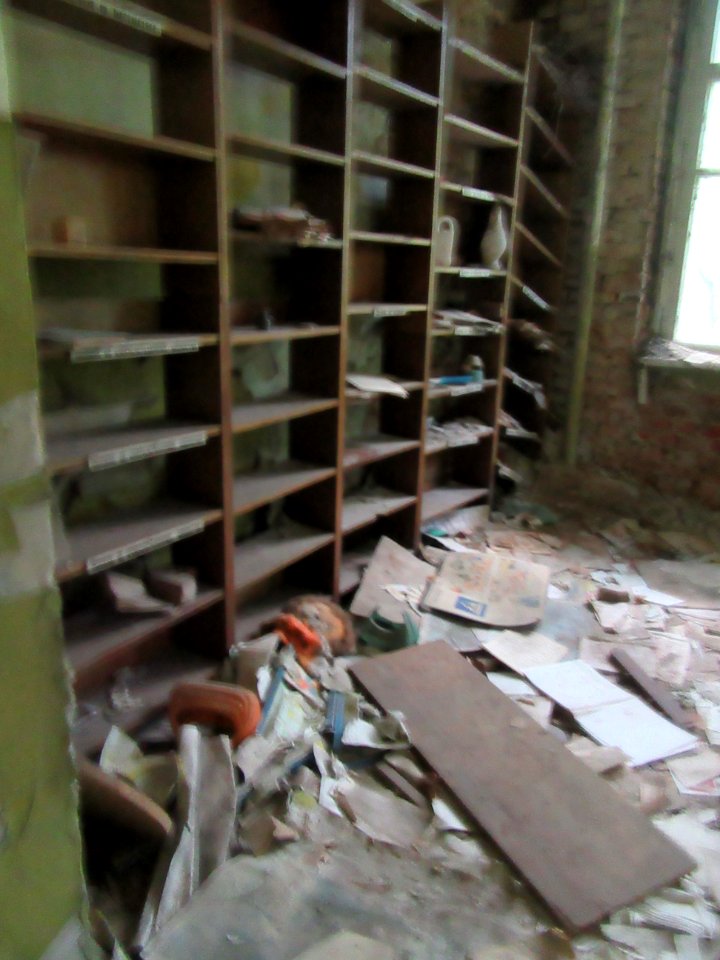 Kindergarten Shelves Chernobyl exclusion zone Ukraine