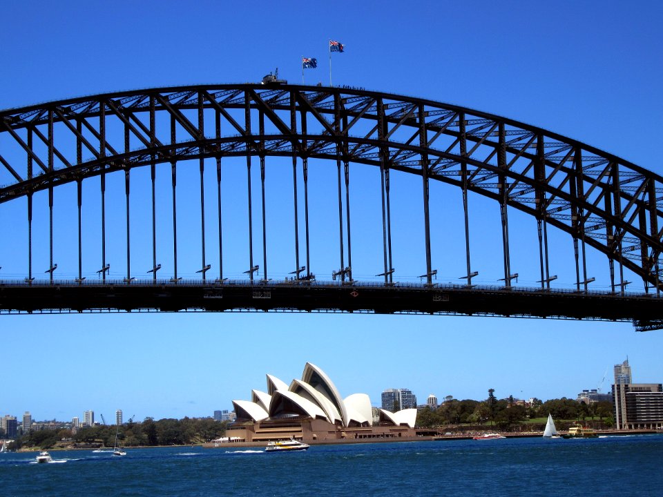 Opera House Under Bridge Sydney Australia