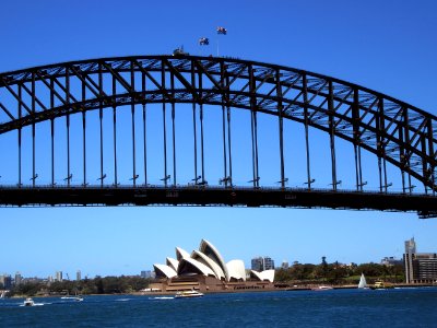 Opera House Under Bridge Sydney Australia photo