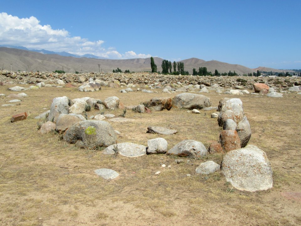Stone circle Cholpon Ata Kyrgyzstan.