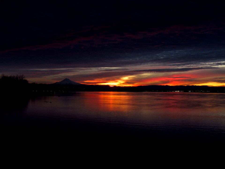 Sunrise at Columbia River and Mt. Hood