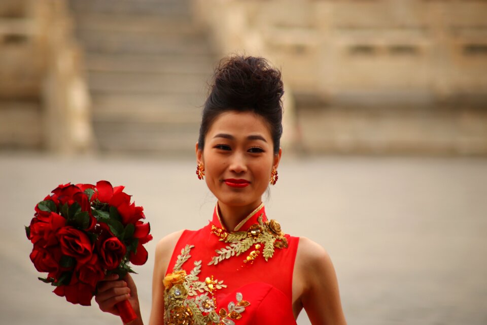 Beautiful bride rose red