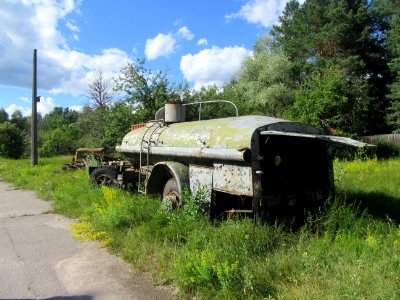 Military vehicle on base at Chernobyl 2 Chernobyl exclusion zone Ukraine