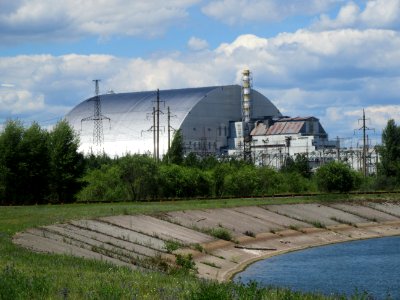 New Sarcophagus in place over reactor 4 Chernobyl exclusion zone Ukraine