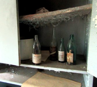 30 year old bottles Pripyat hospital Chernobyl exclusion zone Ukraine