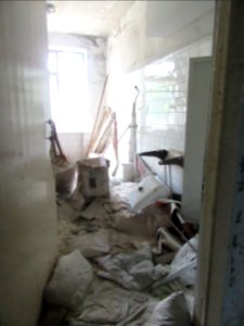 Lots of random stuff in hospital room Pripyat Chernobyl exclusion zone Ukraine