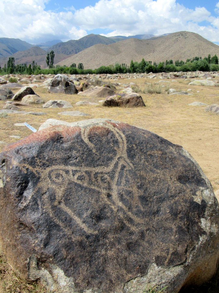 Goat Petroglyphn 8th century BC to 3rd Century AD Cholpon Ata Kyrgyzstan.