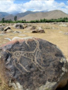 Goat Petroglyphn 8th century BC to 3rd Century AD Cholpon Ata Kyrgyzstan.