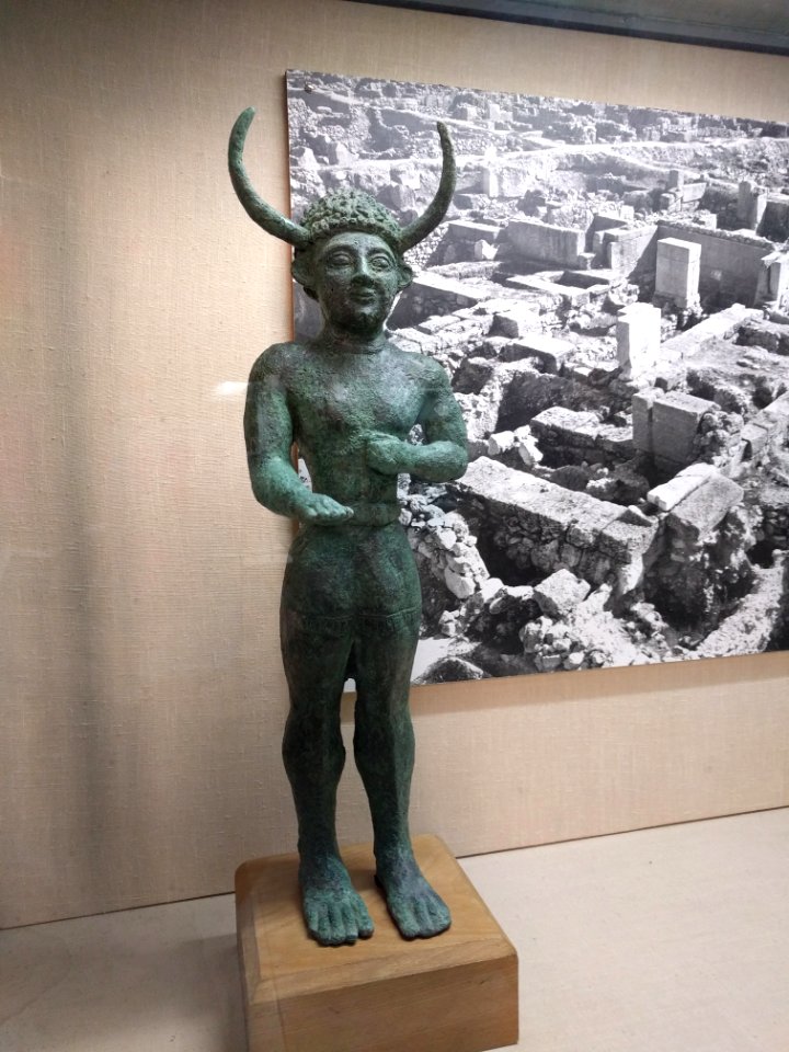 Bronze Horned God Egkomi 12 century BC Cyprus Museum Nicosia