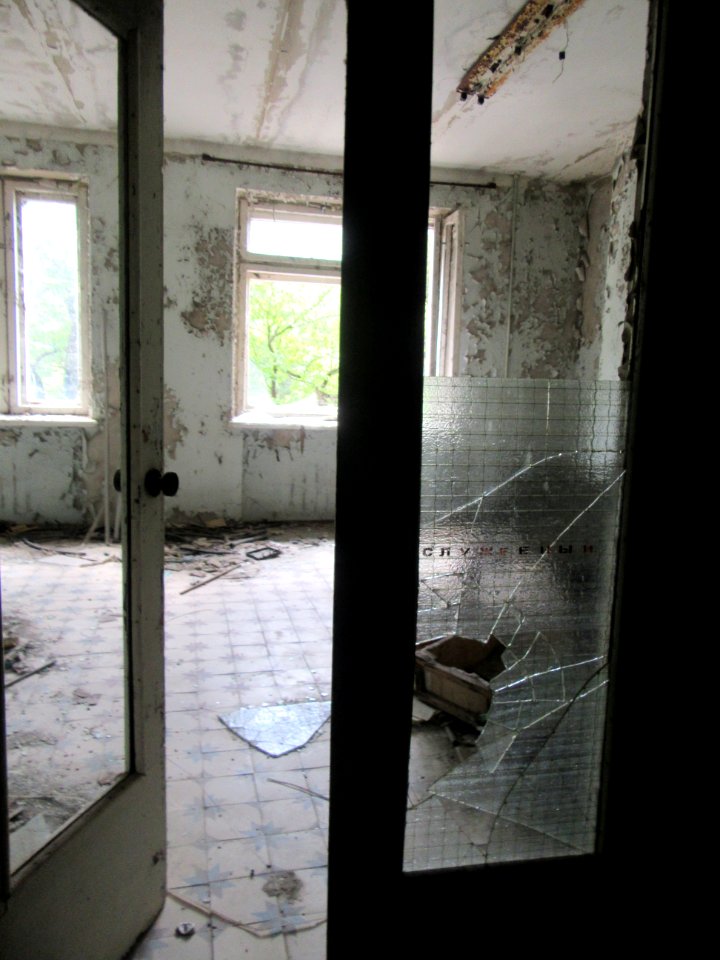 Doorway in hospital Pripyat Chernobyl exclusion zone Ukraine